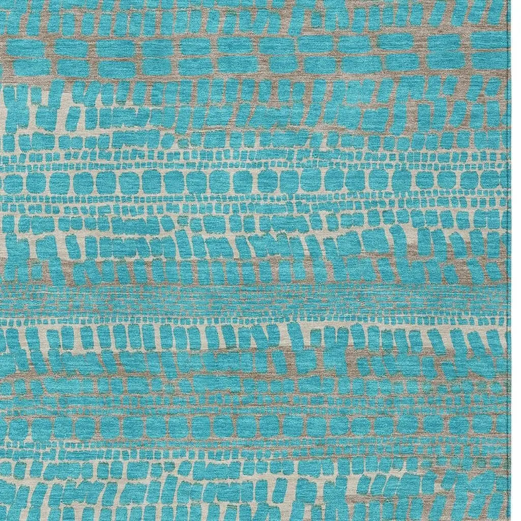 5' X 8' Teal Blue And Turquoise Abstract Washable Indoor Outdoor Area Rug Homeroots Outdoor