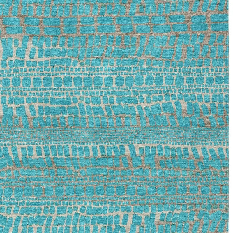 5' X 8' Teal Blue And Turquoise Abstract Washable Indoor Outdoor Area Rug Homeroots Outdoor