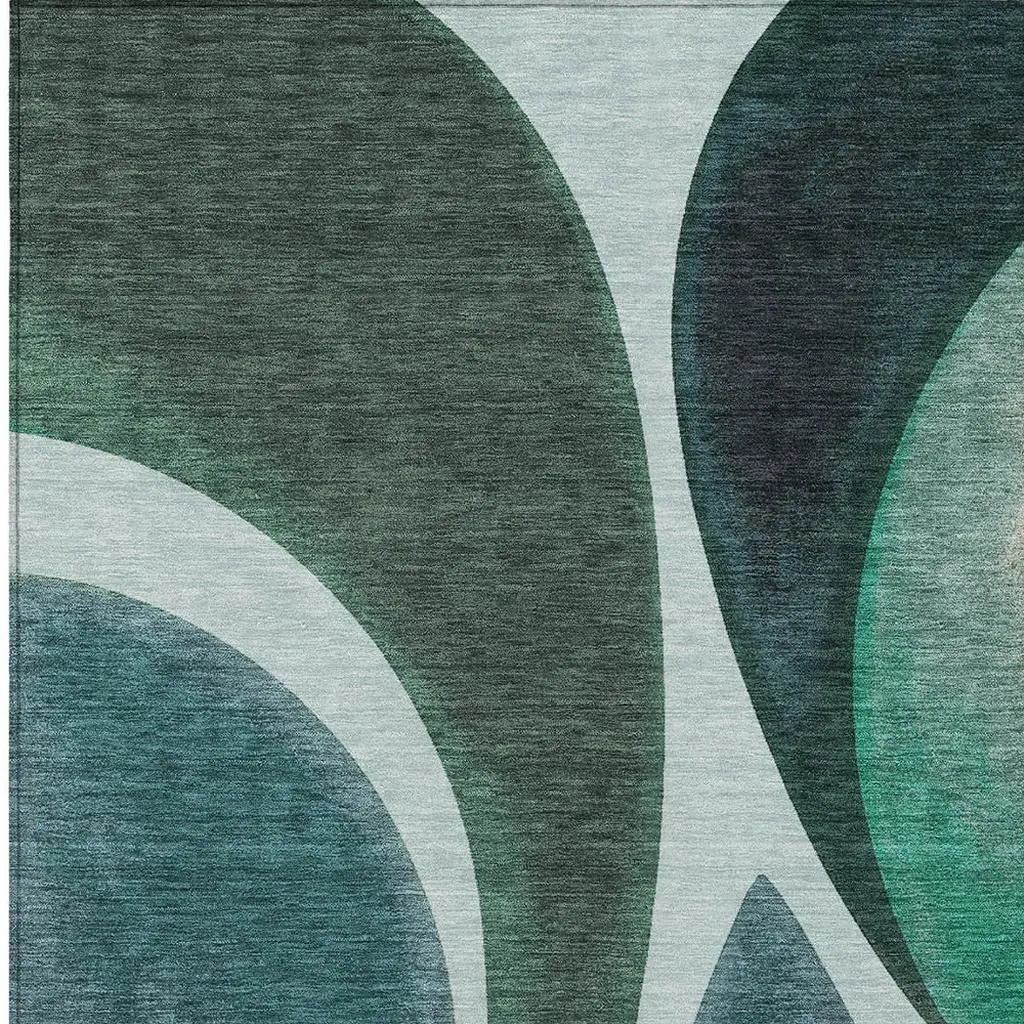 5' X 8' Teal Blue And Turquoise Abstract Washable Indoor Outdoor Area Rug Homeroots Outdoor