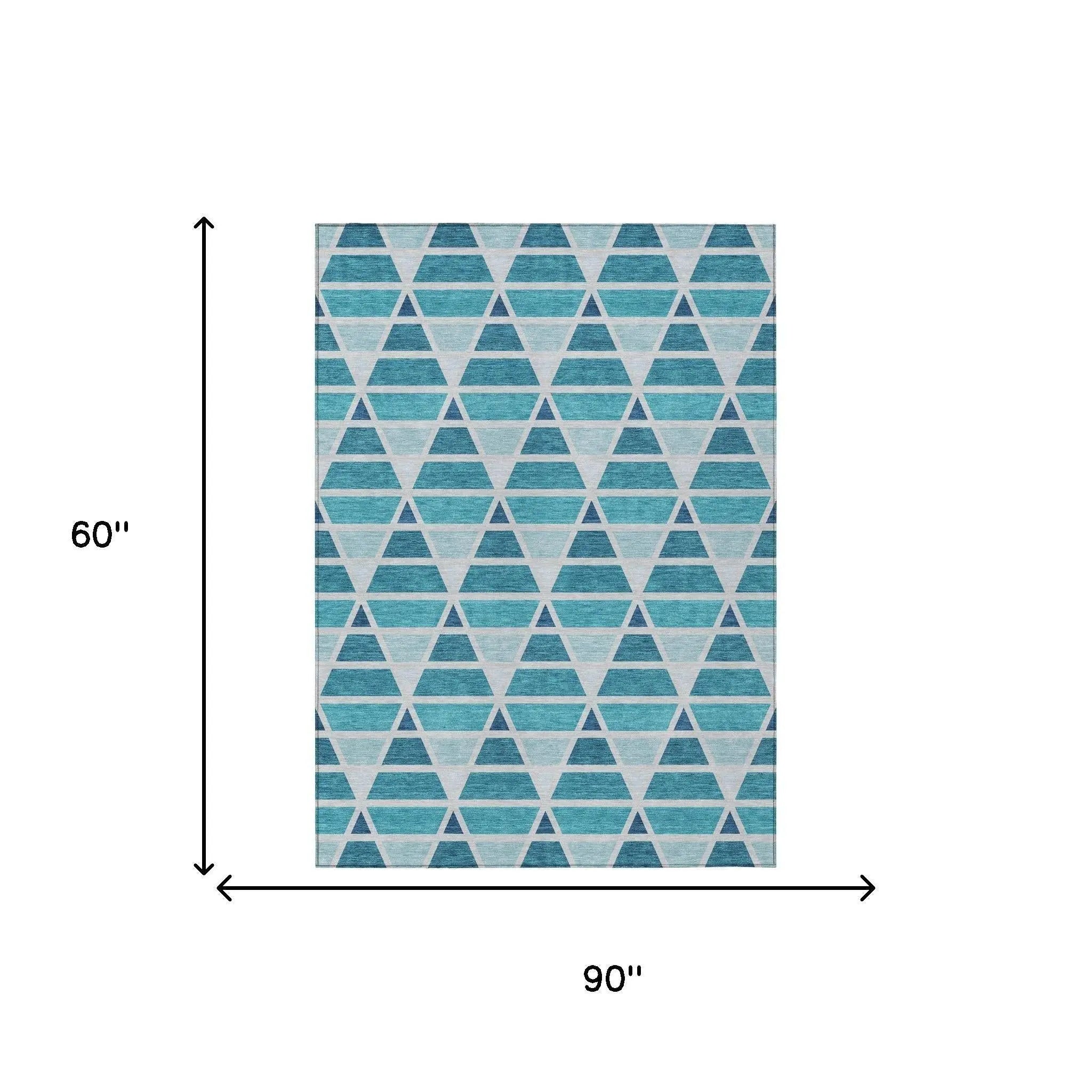 5' X 8' Teal Blue And Turquoise Geometric Washable Indoor Outdoor Area Rug Homeroots Outdoor