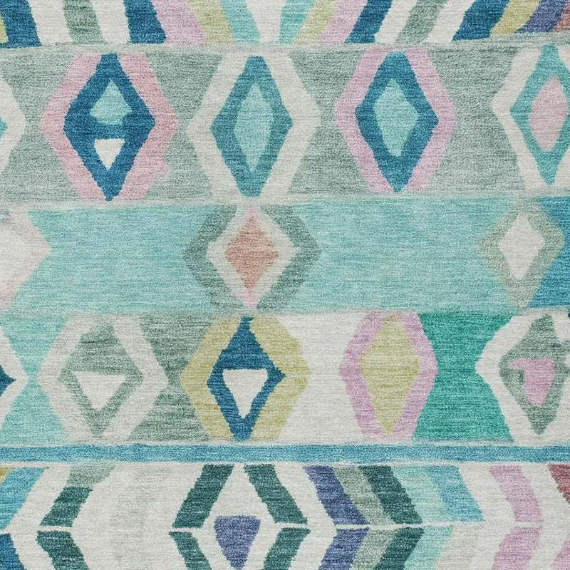 5' X 8' Teal Blue And Turquoise Tribal Washable Indoor Outdoor Area Rug Homeroots Outdoor