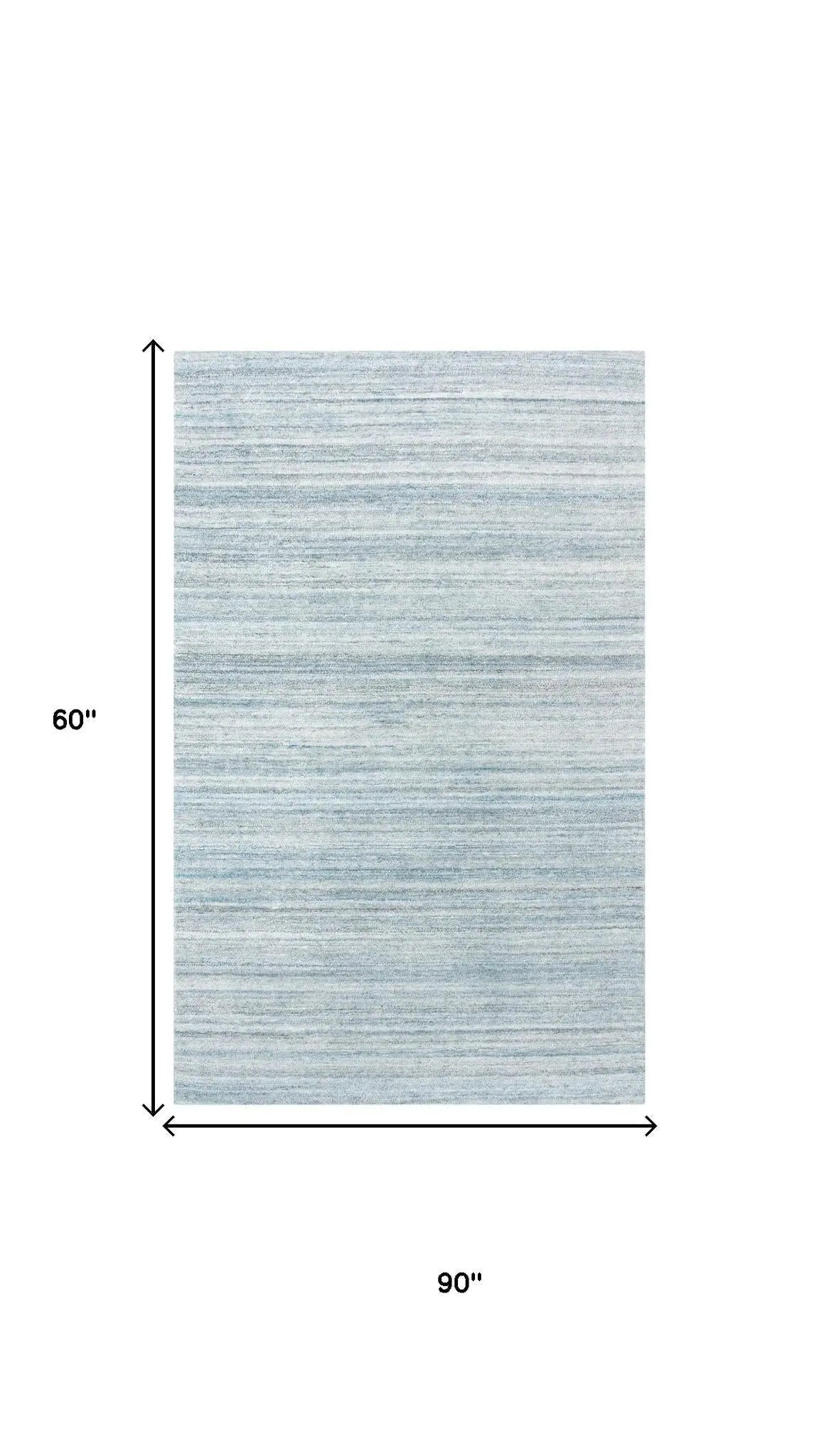 5' X 8' Teal Dark Gray And Ivory Striped Hand Tufted Area Rug Homeroots Home Decor