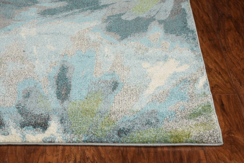 5' X 8' Teal Ivory And Gray Floral Area Rug Homeroots Home Decor