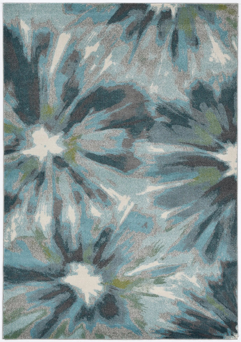 5' X 8' Teal Ivory And Gray Floral Area Rug Homeroots Home Decor