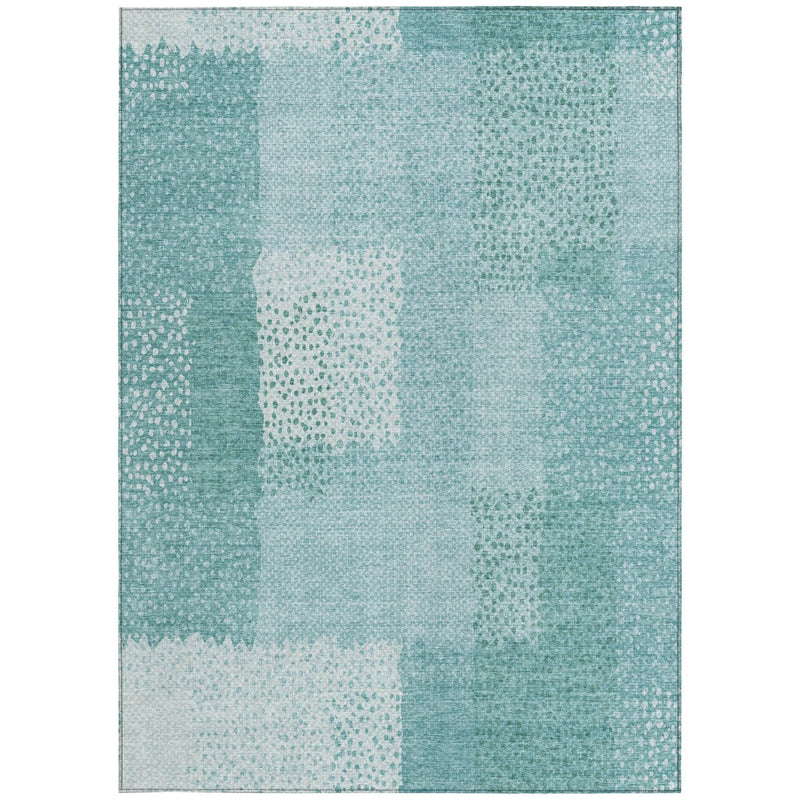 5' X 8' Turquoise And Teal Blue Abstract Washable Indoor Outdoor Area Rug Homeroots Outdoor