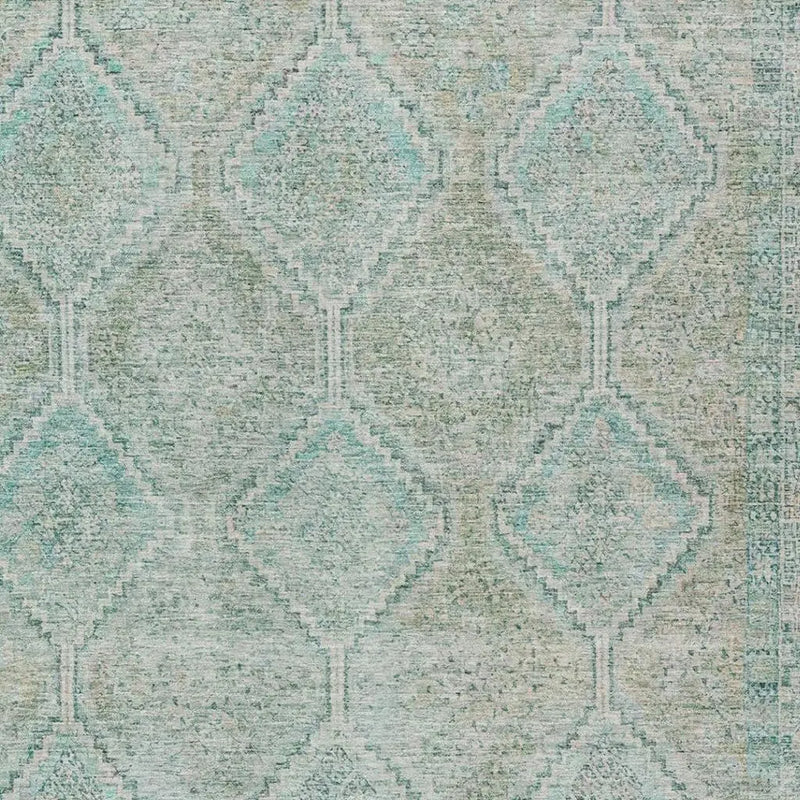 5' X 8' Turquoise And Teal Blue Geometric Washable Indoor Outdoor Area Rug Homeroots Outdoor