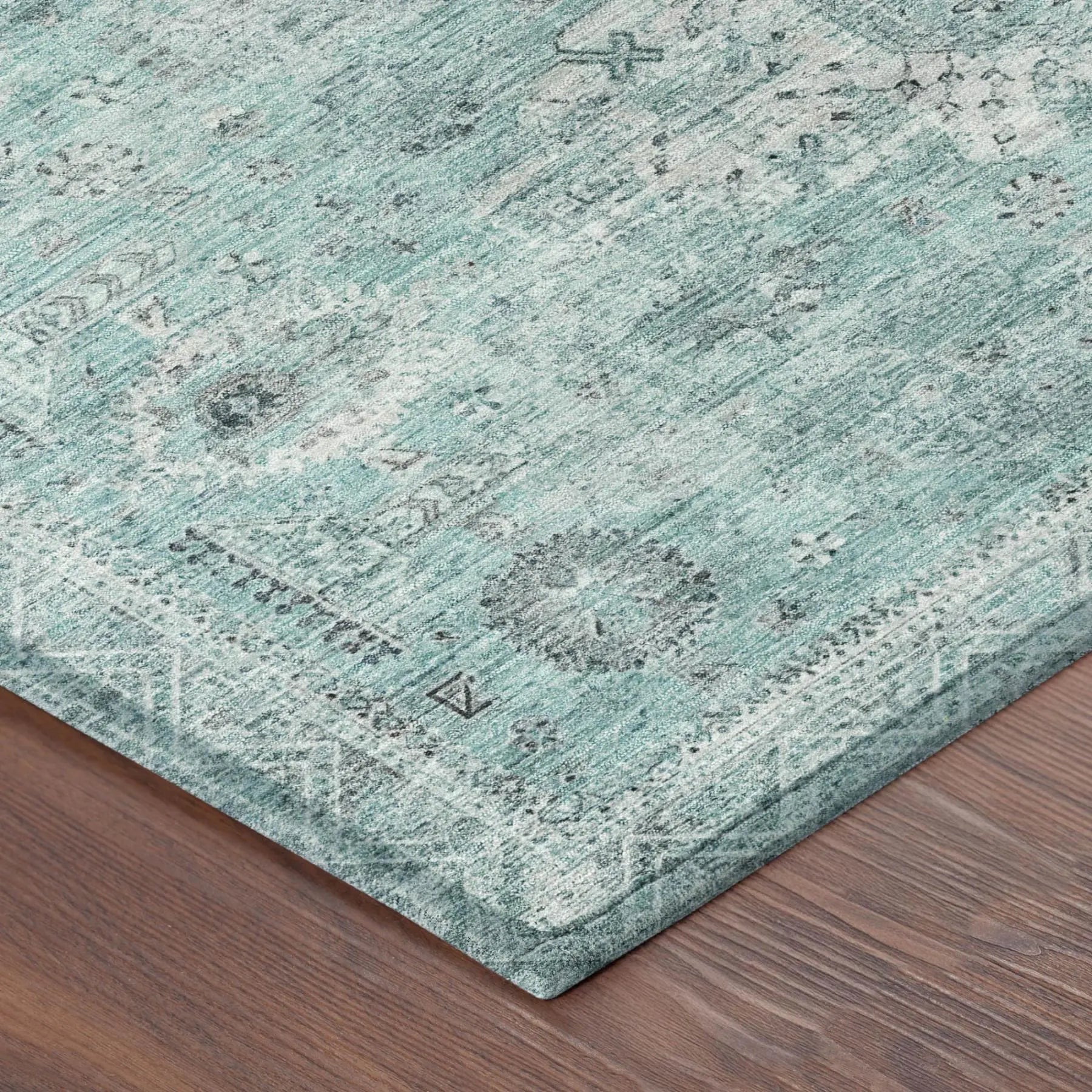 5' X 8' Turquoise And Teal Blue Oriental Washable Indoor Outdoor Area Rug Homeroots Outdoor