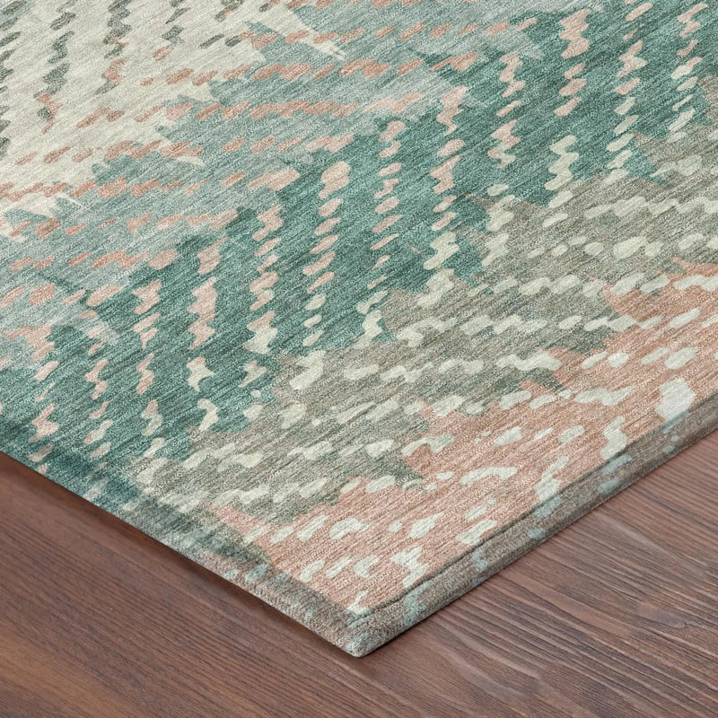 5' X 8' Turquoise And Teal Blue Striped Washable Indoor Outdoor Area Rug Homeroots Outdoor
