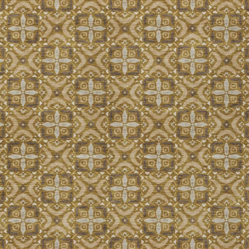 5' X 8' Walnut And Gold Geometric Washable Indoor Outdoor Area Rug Homeroots Outdoor