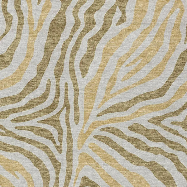5' X 8' Walnut And Gold Zebra Print Washable Indoor Outdoor Area Rug Homeroots Outdoor