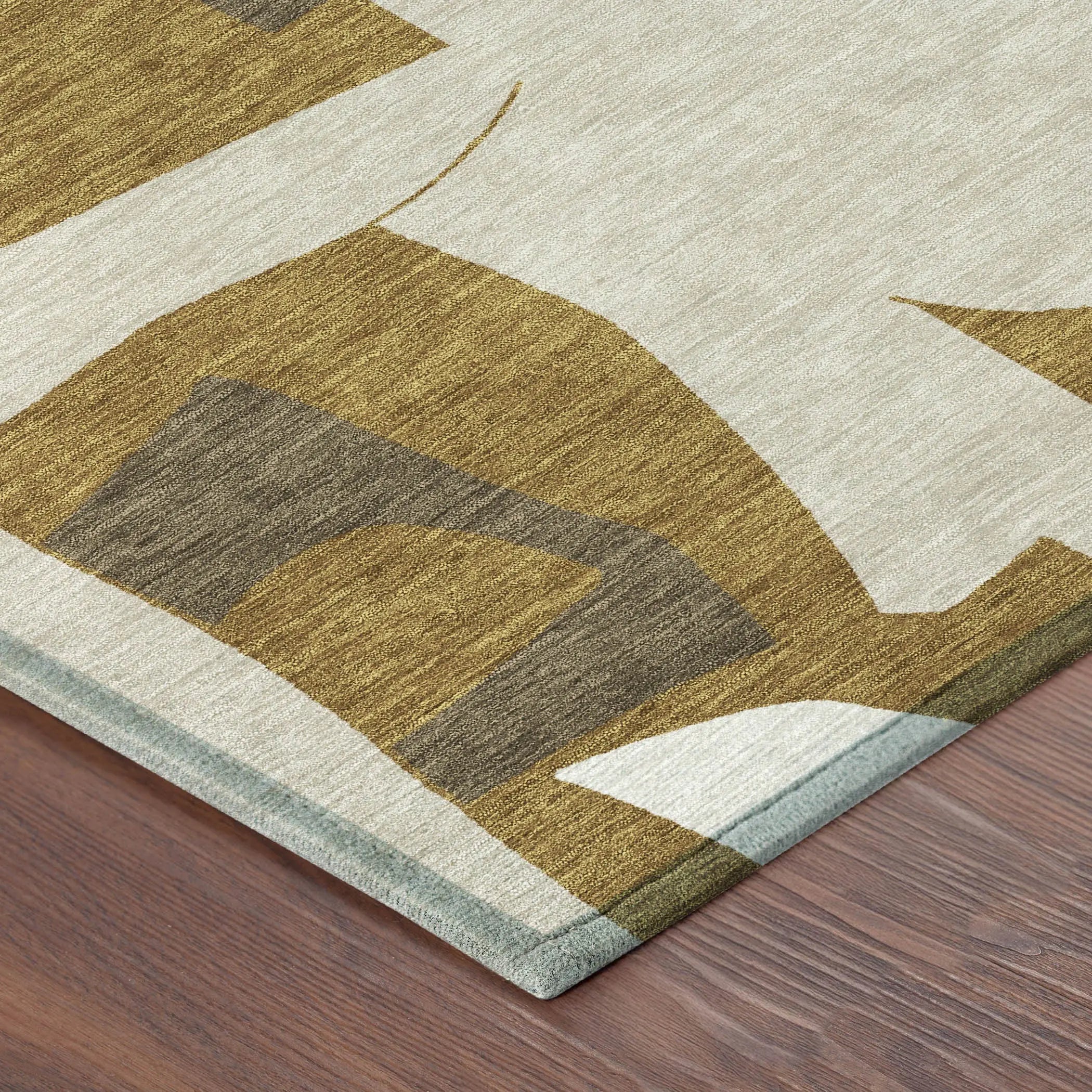 5' X 8' Walnut And Ivory Geometric Washable Indoor Outdoor Area Rug Homeroots Outdoor