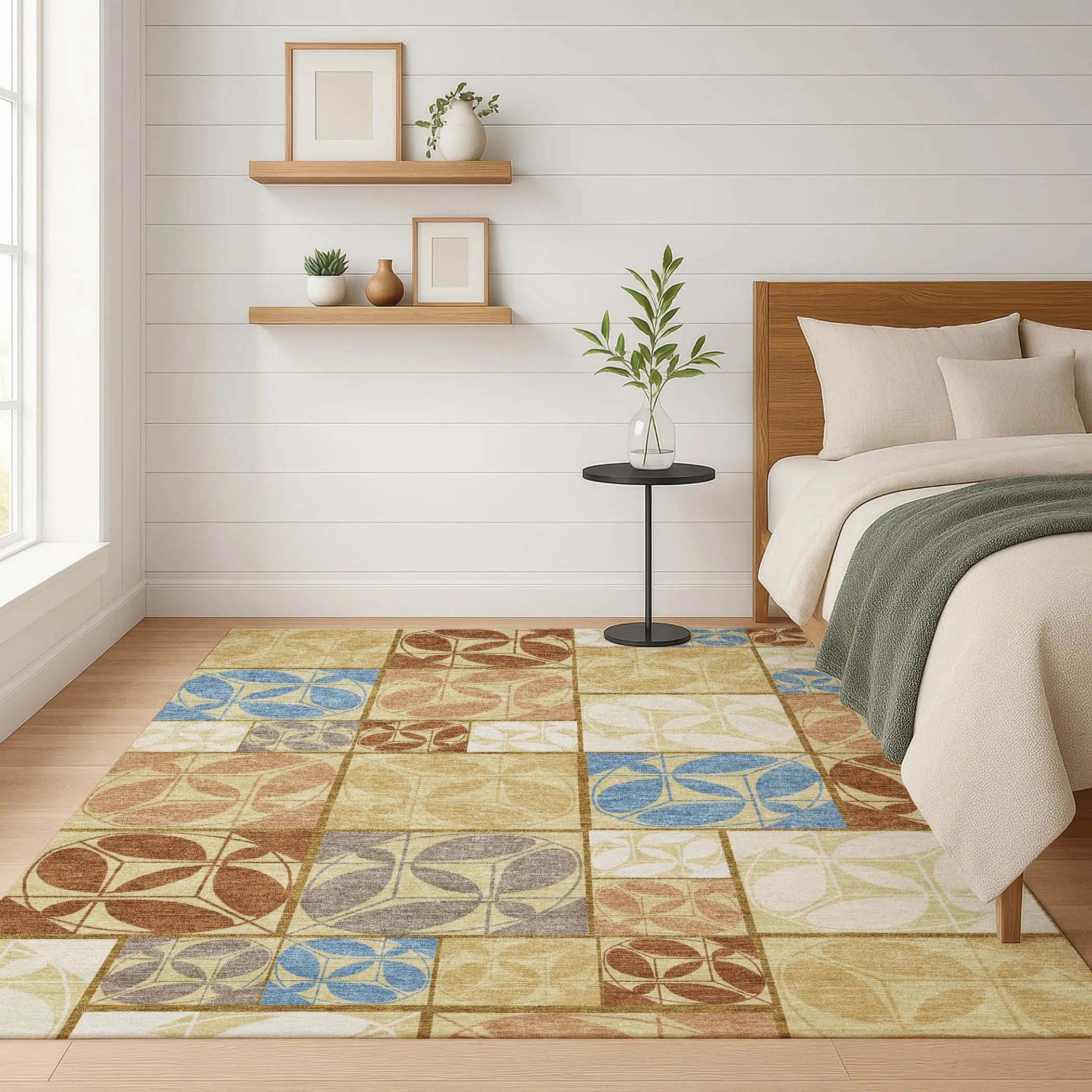5' X 8' Wheat And Gold Geometric Washable Indoor Outdoor Area Rug Homeroots Outdoor
