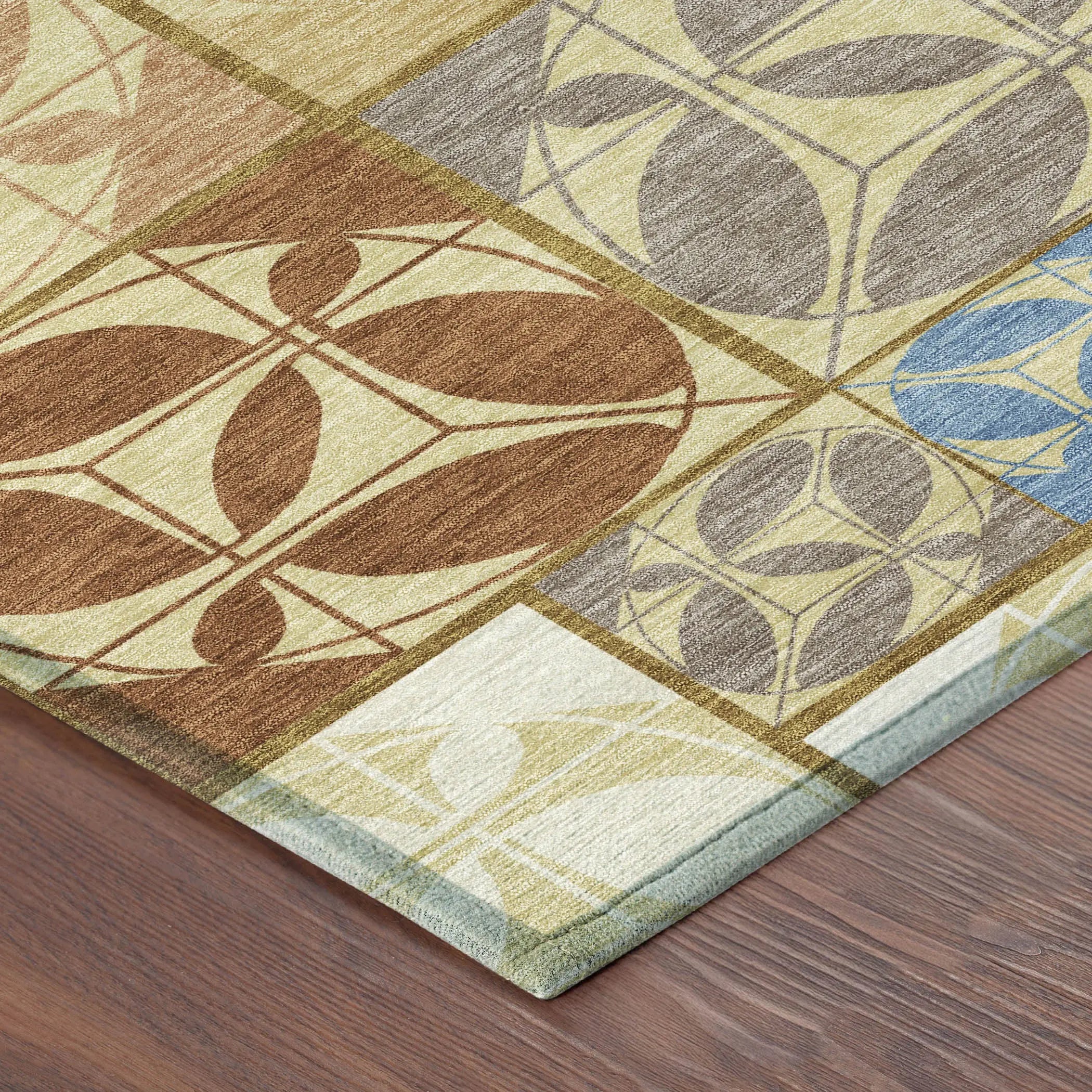 5' X 8' Wheat And Gold Geometric Washable Indoor Outdoor Area Rug Homeroots Outdoor
