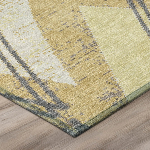 5' X 8' Wheat And Gold Geometric Washable Indoor Outdoor Area Rug Homeroots Outdoor