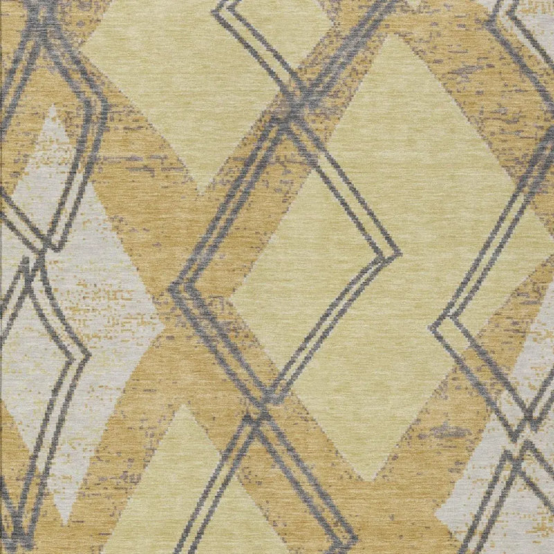 5' X 8' Wheat And Gold Geometric Washable Indoor Outdoor Area Rug Homeroots Outdoor
