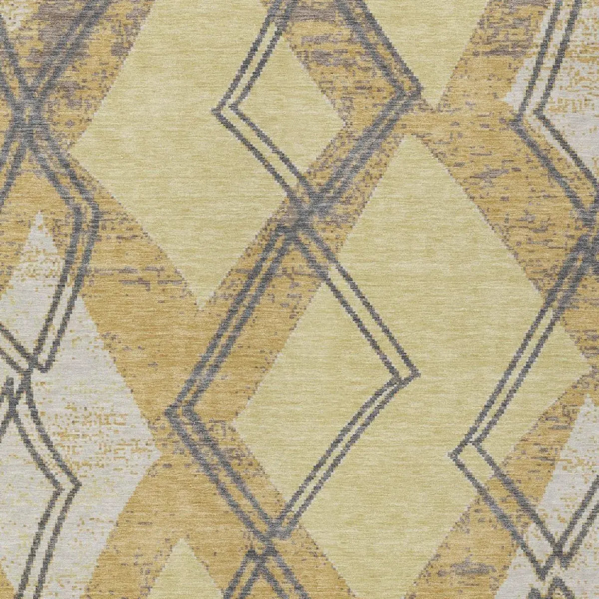 5' X 8' Wheat And Gold Geometric Washable Indoor Outdoor Area Rug Homeroots Outdoor