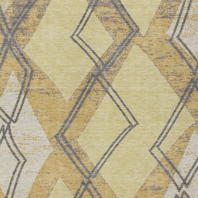 5' X 8' Wheat And Gold Geometric Washable Indoor Outdoor Area Rug Homeroots Outdoor