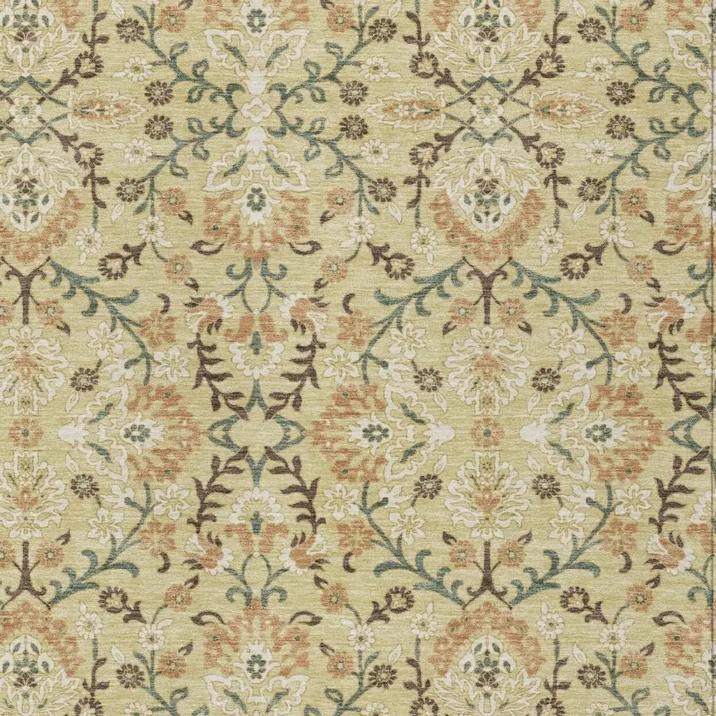 5' X 8' Wheat And Gold Geometric Washable Indoor Outdoor Area Rug Homeroots Outdoor