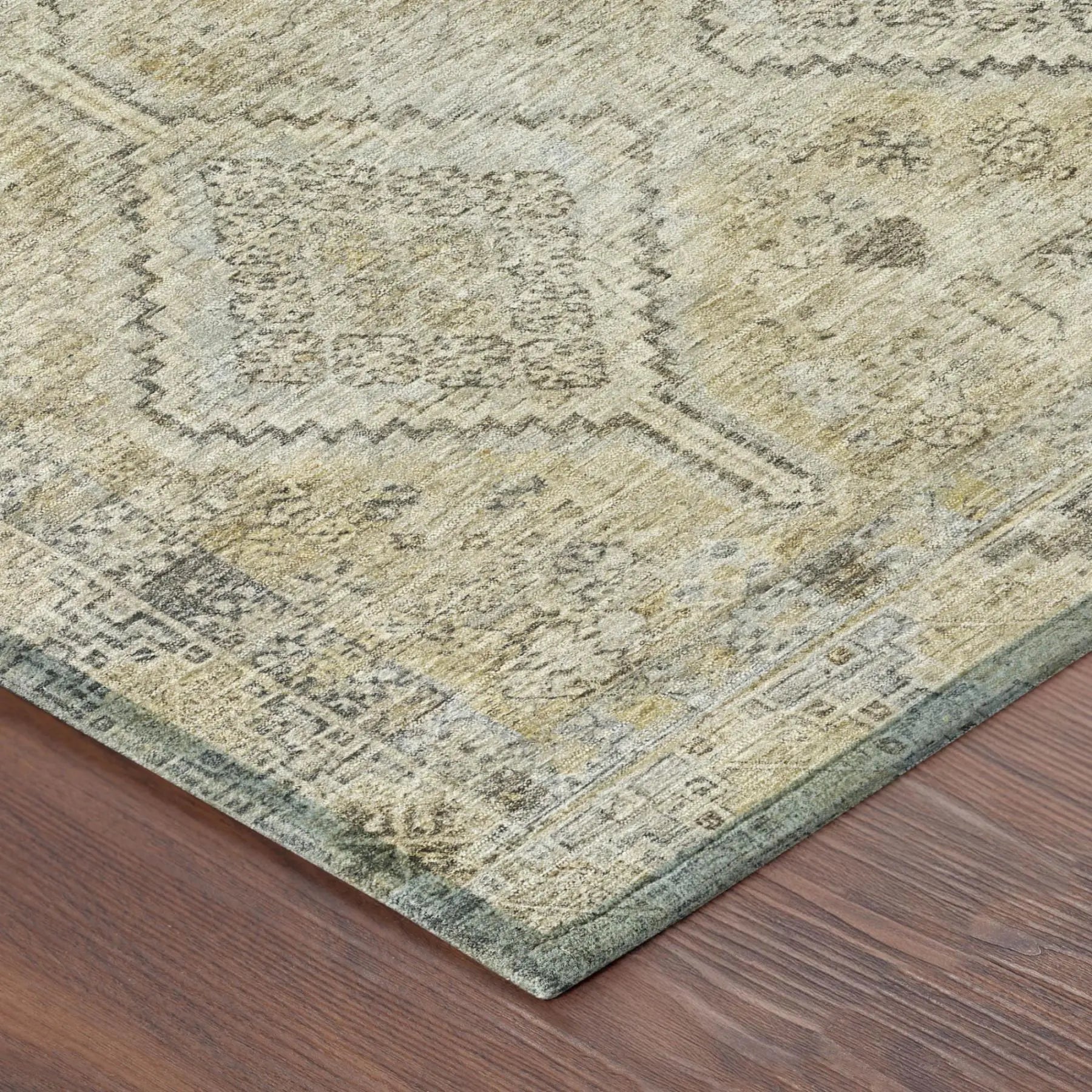 5' X 8' Wheat And Gold Geometric Washable Indoor Outdoor Area Rug Homeroots Outdoor