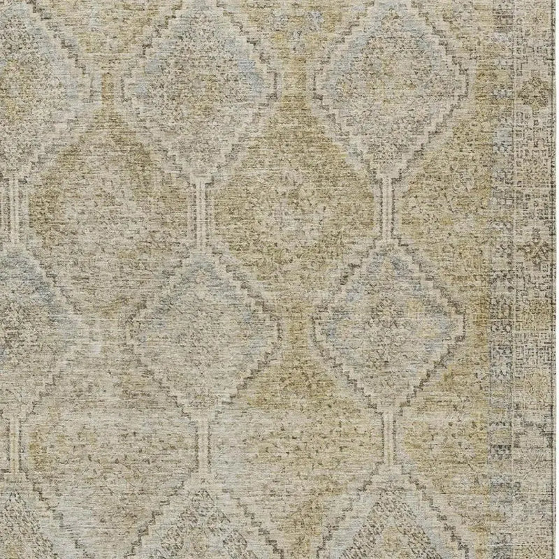 5' X 8' Wheat And Gold Geometric Washable Indoor Outdoor Area Rug Homeroots Outdoor
