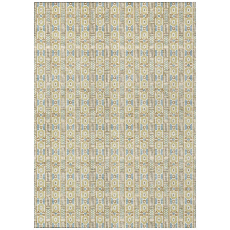 5' X 8' Wheat And Gold Striped Washable Indoor Outdoor Area Rug Homeroots Outdoor