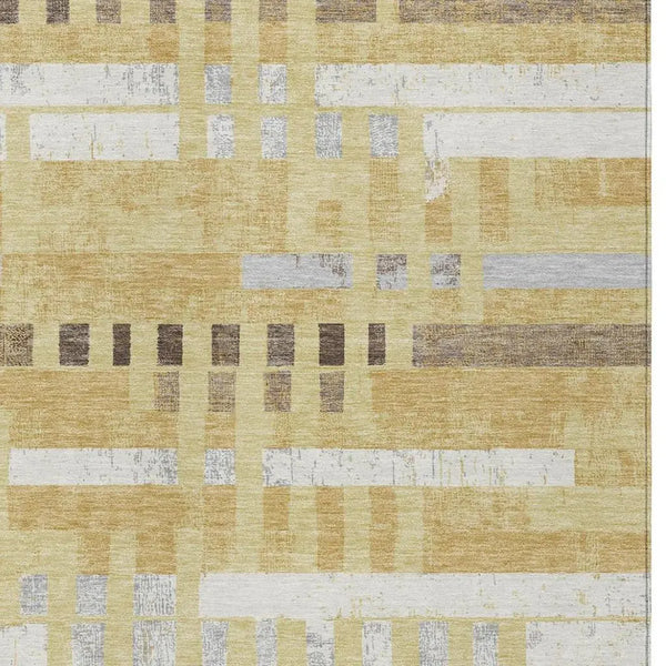 5' X 8' Wheat And Gold Striped Washable Indoor Outdoor Area Rug Homeroots Outdoor