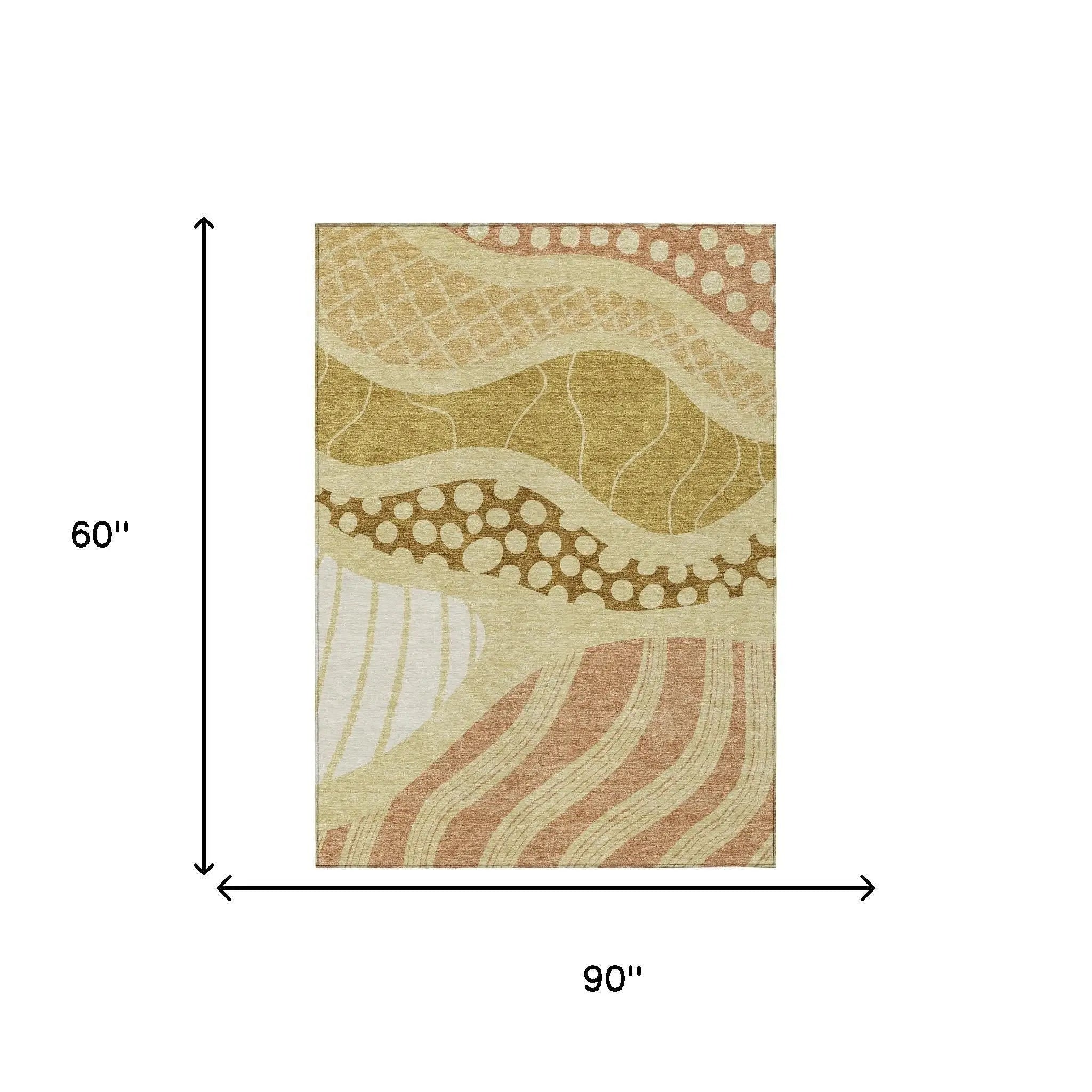 5' X 8' Wheat And Graphite Abstract Washable Indoor Outdoor Area Rug Homeroots Outdoor