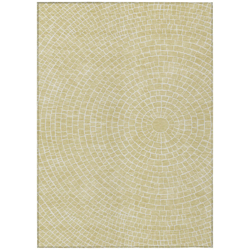 5' X 8' Wheat And Ivory Geometric Washable Indoor Outdoor Area Rug Homeroots Outdoor