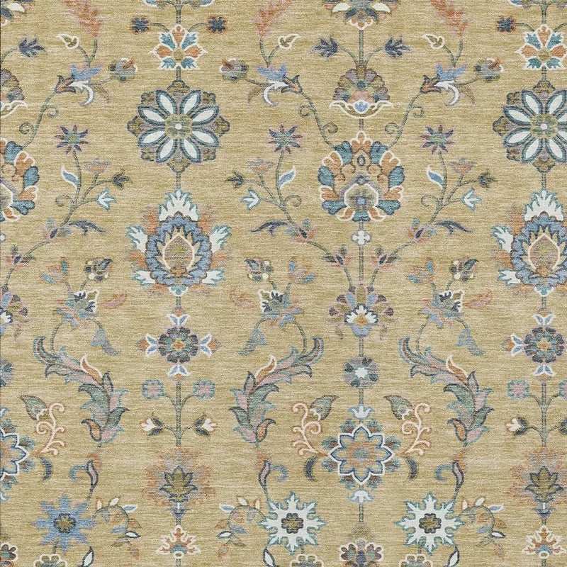 5' X 8' Wheat And Taupe Abstract Washable Indoor Outdoor Area Rug Homeroots Outdoor