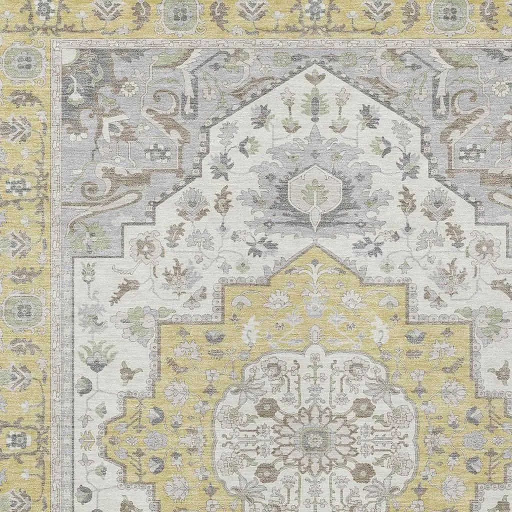 5' X 8' Wheat And Taupe Oriental Washable Indoor Outdoor Area Rug Homeroots Outdoor