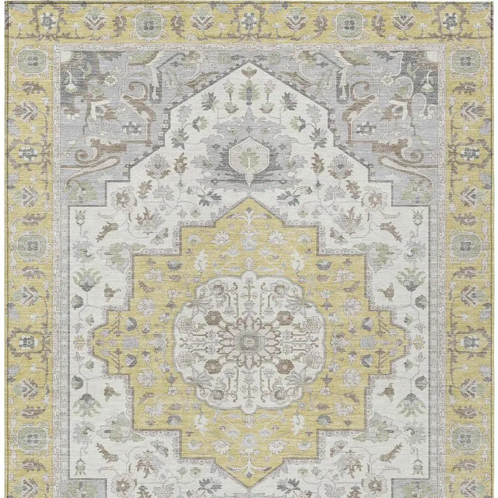 5' X 8' Wheat And Taupe Oriental Washable Indoor Outdoor Area Rug Homeroots Outdoor