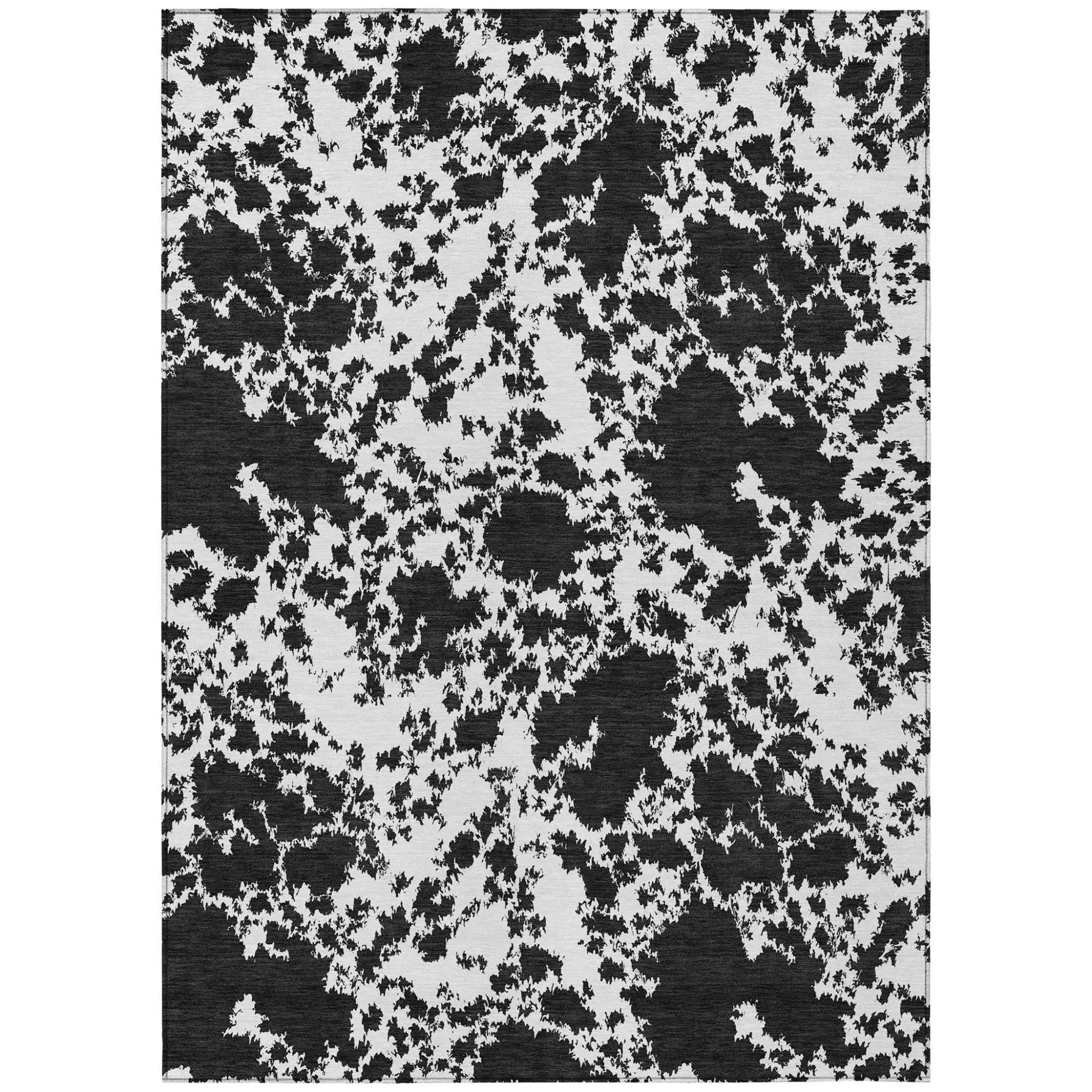 5' X 8' White And Ivory Abstract Washable Indoor Outdoor Area Rug Homeroots Outdoor