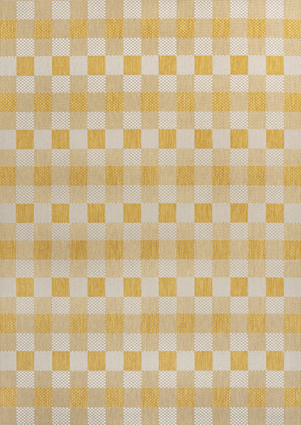 5' X 8' Yellow And Cream Geometric Indoor Outdoor Area Rug - GreatEagleInc