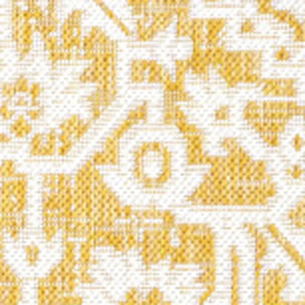 5' X 8' Yellow And Cream Medallion Indoor Outdoor Area Rug Homeroots Outdoor