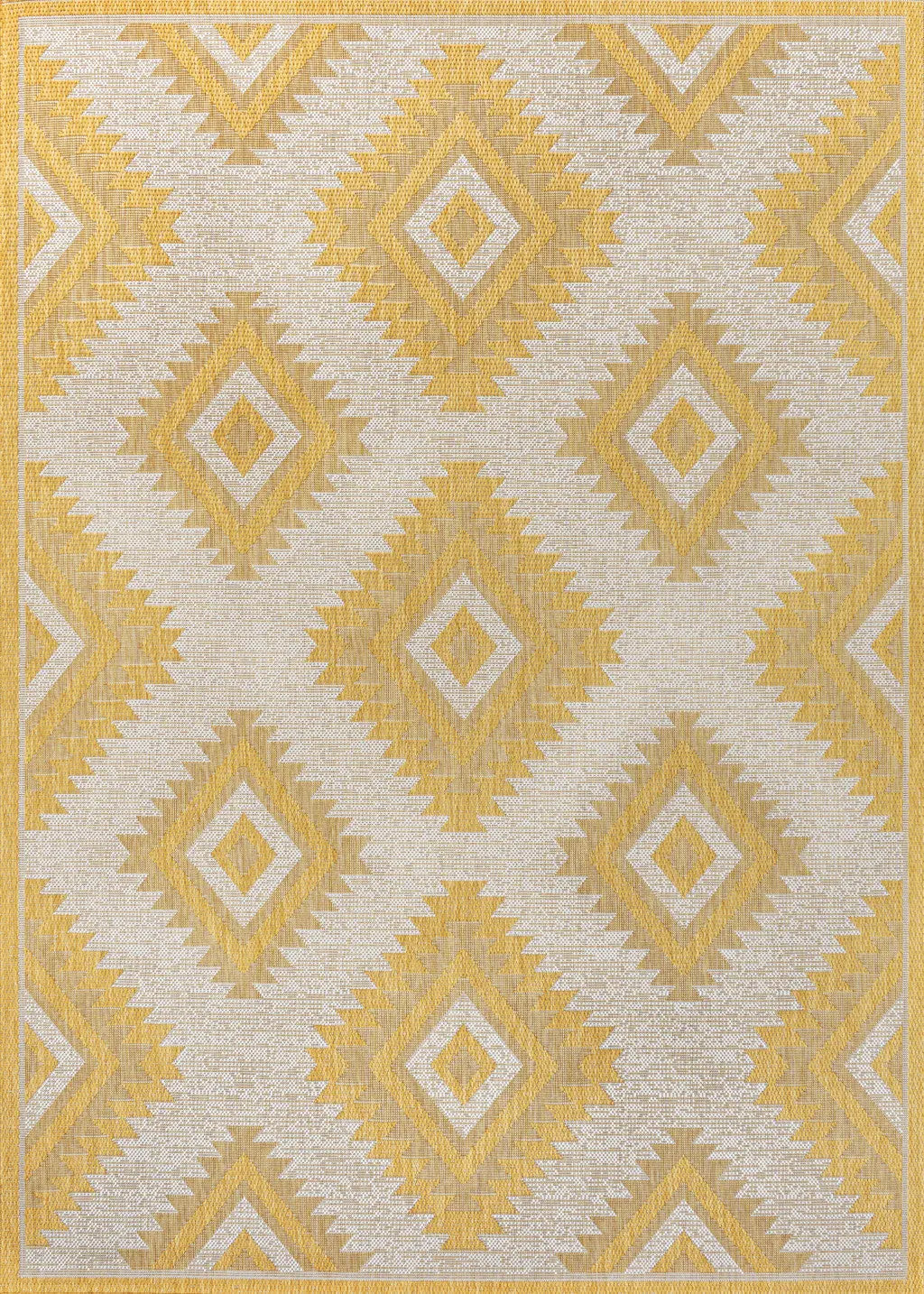 5' X 8' Yellow And Cream Moroccan Indoor Outdoor Area Rug - GreatEagleInc