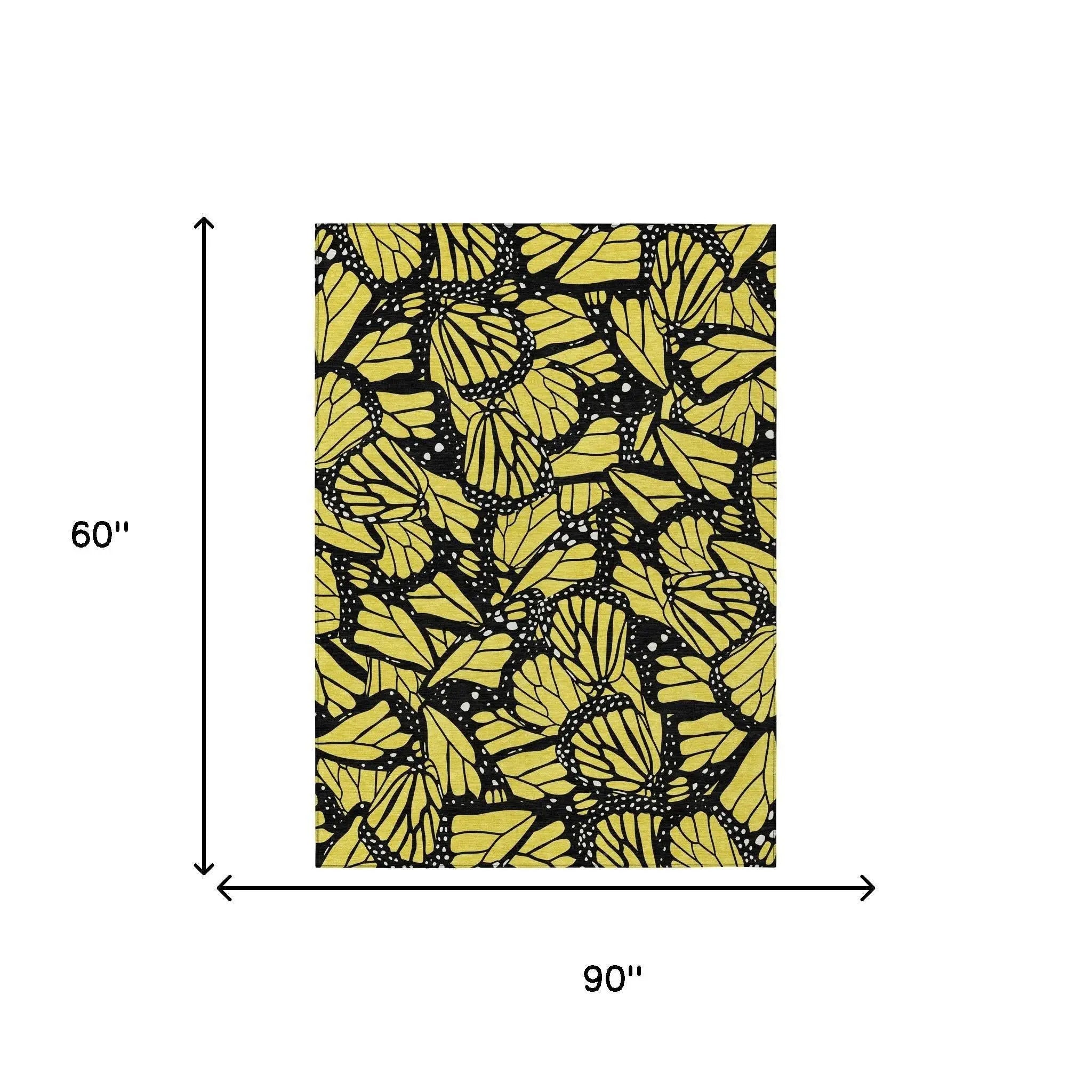 5' X 8' Yellow And Gold Animal Print Washable Indoor Outdoor Area Rug Homeroots Outdoor