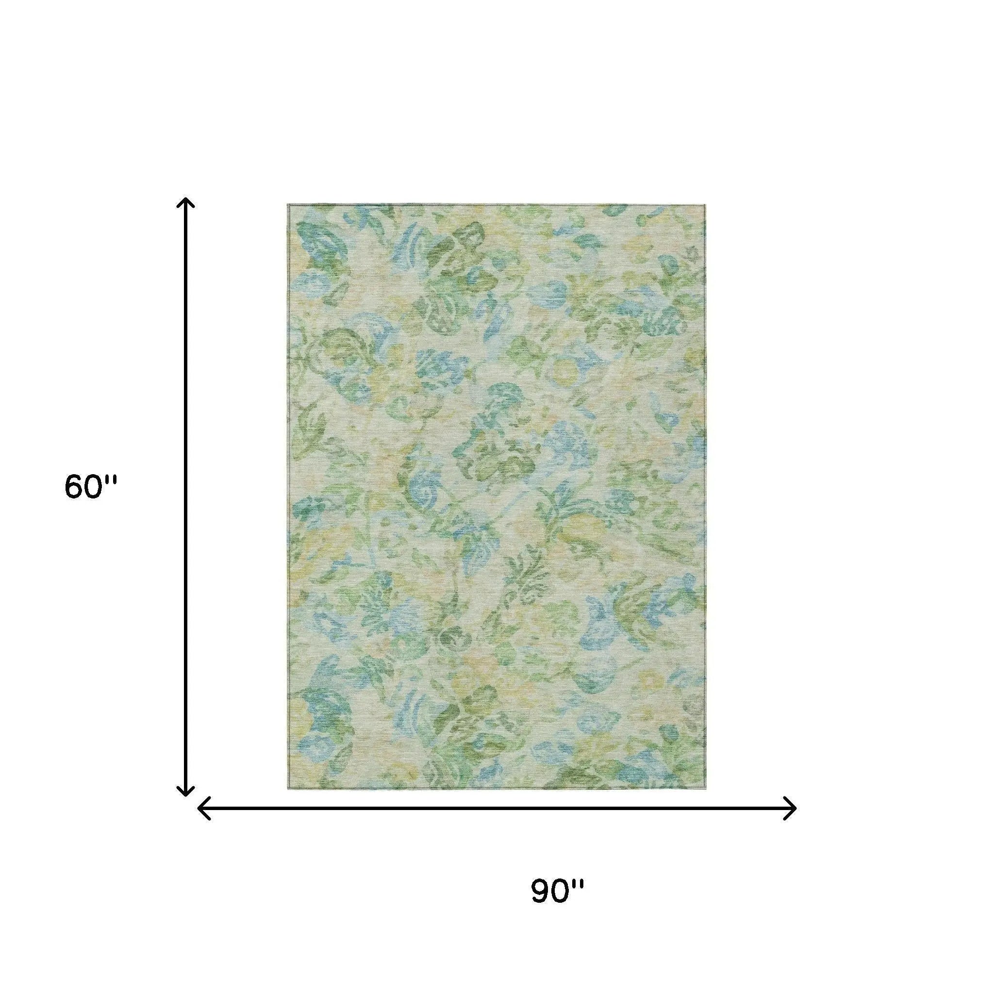 5' X 8' Yellow And Gold Floral Washable Indoor Outdoor Area Rug Homeroots Outdoor