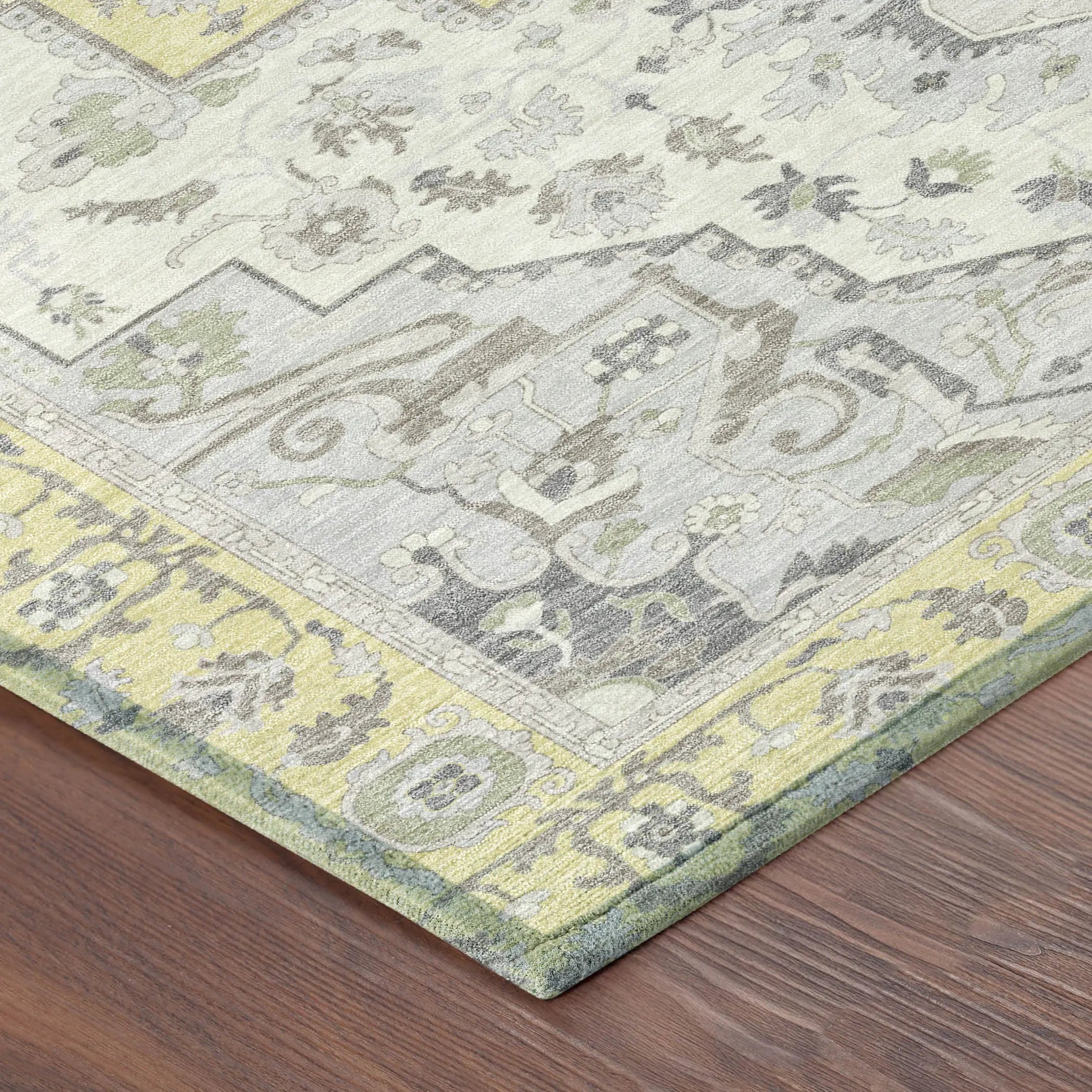 5' X 8' Yellow And Purple Oriental Washable Indoor Outdoor Area Rug Homeroots Outdoor