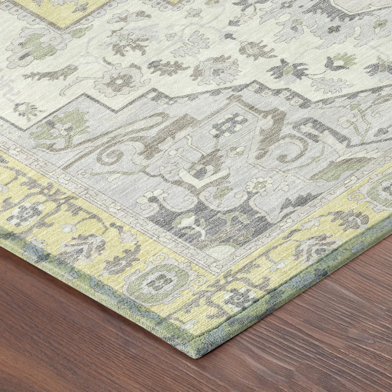 5' X 8' Yellow And Purple Oriental Washable Indoor Outdoor Area Rug Homeroots Outdoor