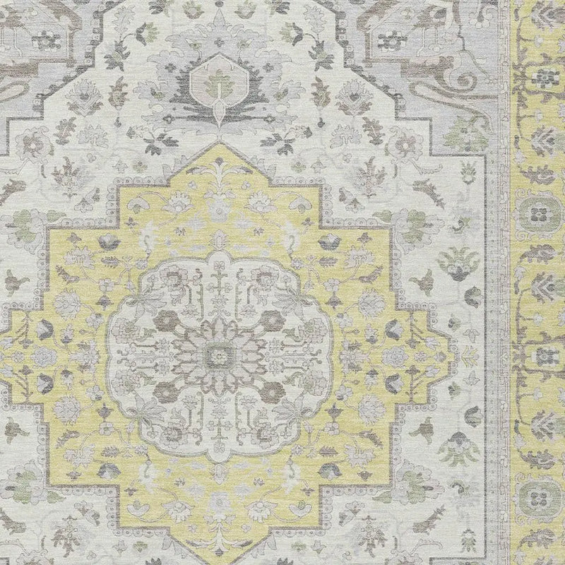 5' X 8' Yellow And Purple Oriental Washable Indoor Outdoor Area Rug Homeroots Outdoor