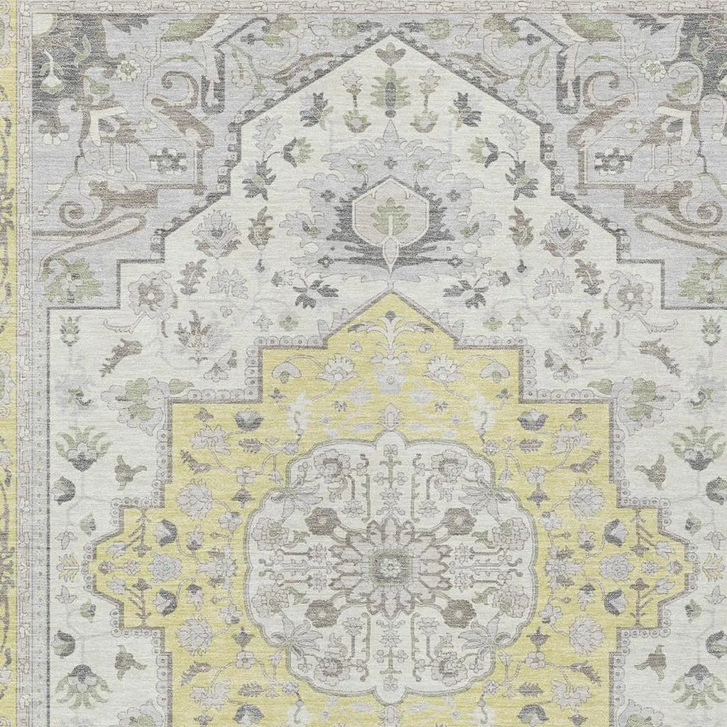 5' X 8' Yellow And Purple Oriental Washable Indoor Outdoor Area Rug Homeroots Outdoor