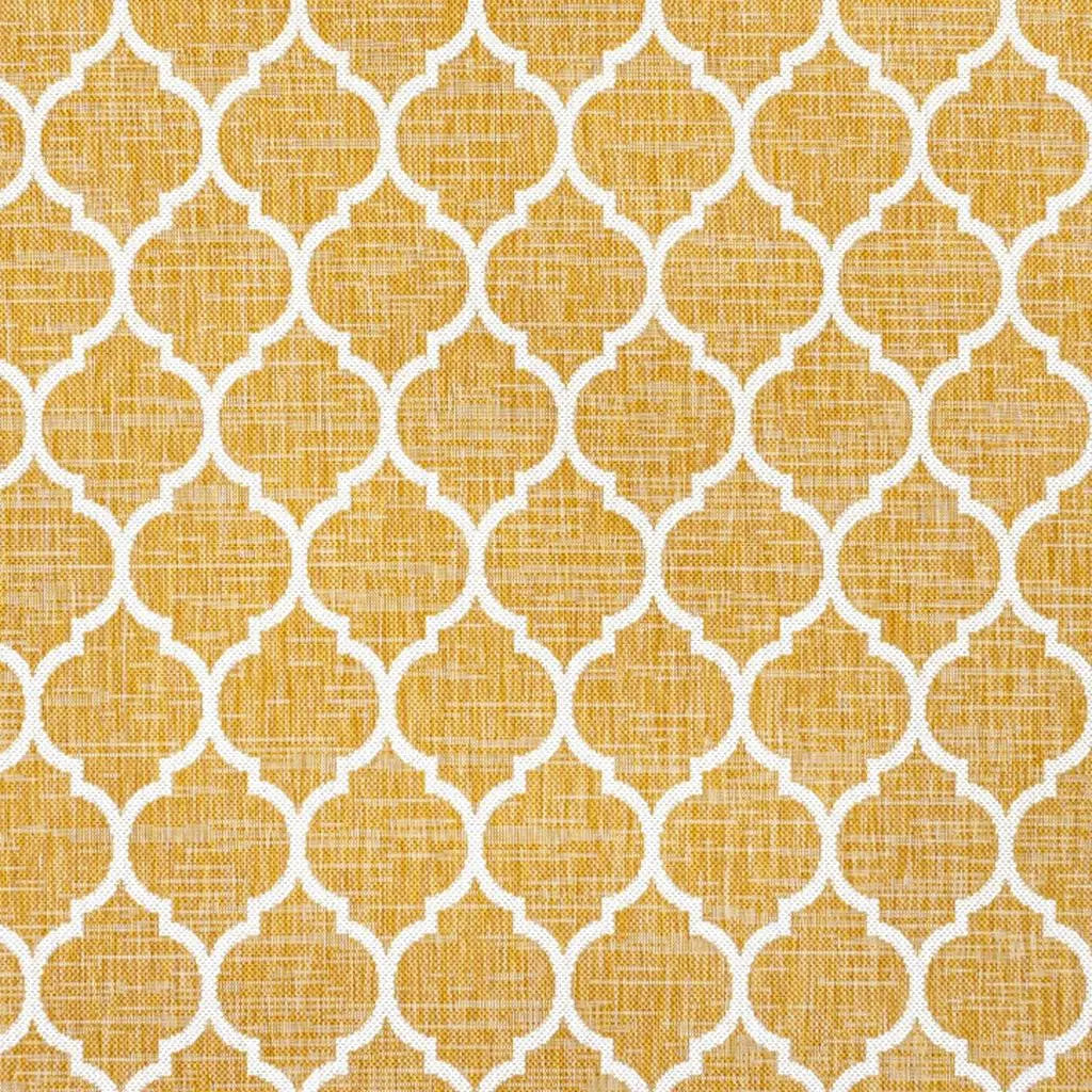 5' Yellow And Cream Square Geometric Indoor Outdoor Area Rug Homeroots Outdoor