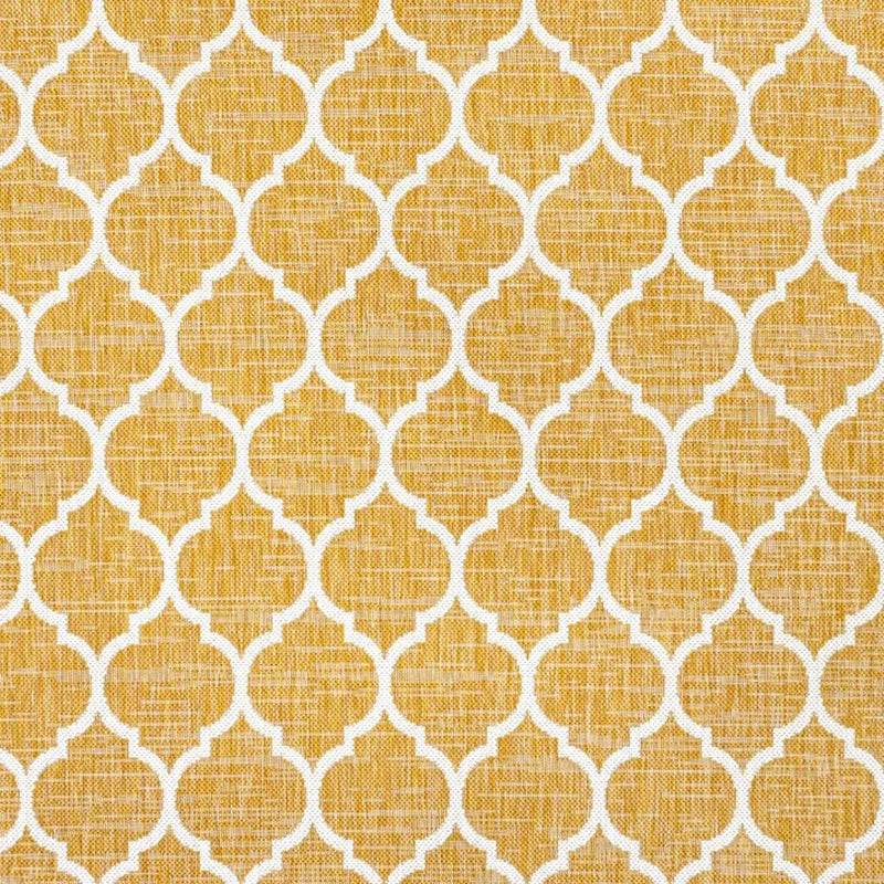5' Yellow And Cream Square Geometric Indoor Outdoor Area Rug Homeroots Outdoor