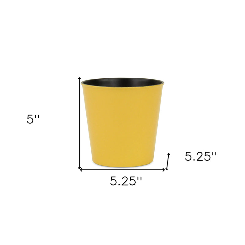 5" Yellow Recycled Plastic Indoor Outdoor Round Pot Planter Homeroots Outdoor