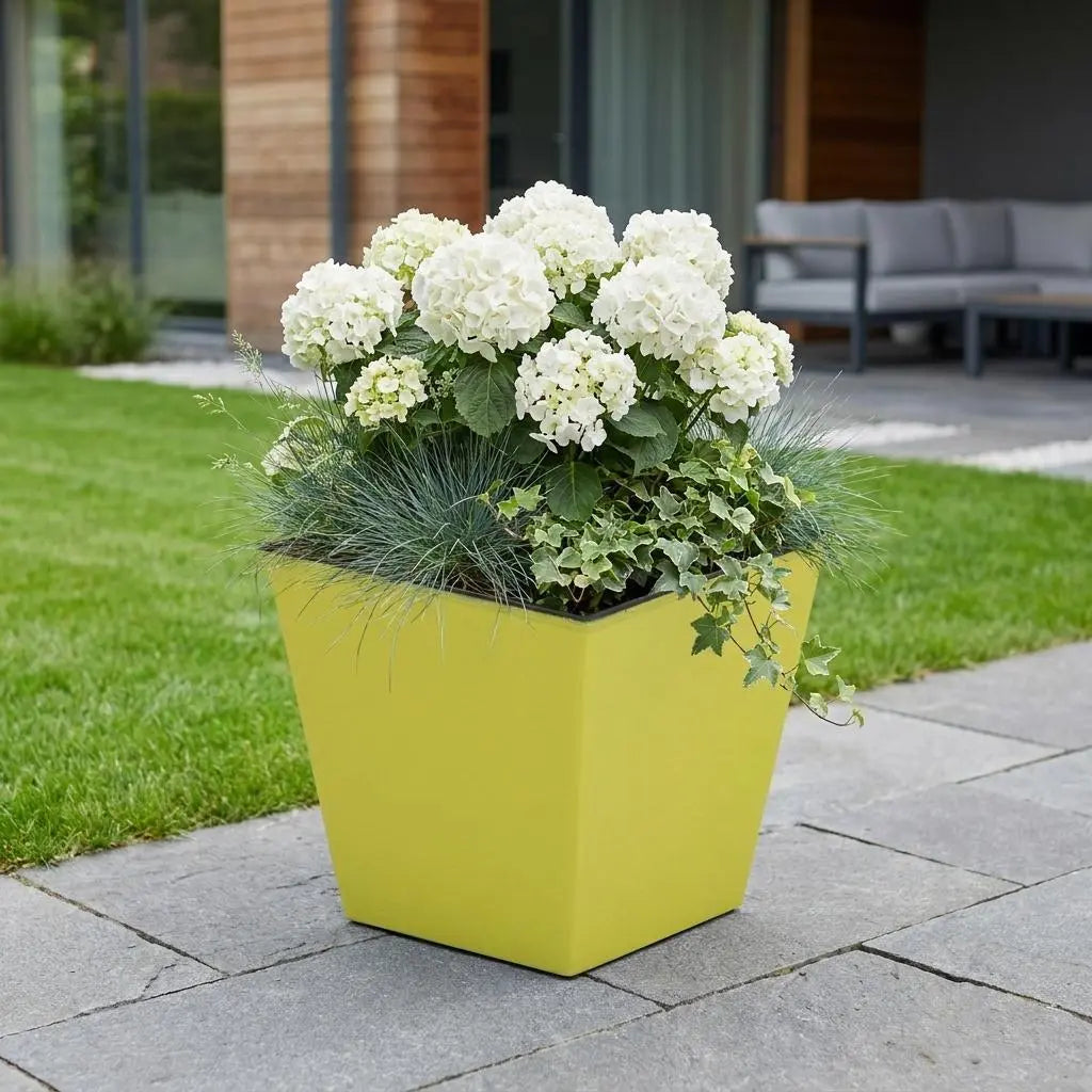 5" Yellow Recycled Plastic Indoor Outdoor Square Pot Planter Homeroots Outdoor