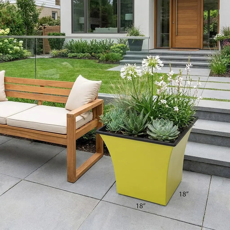 5" Yellow Recycled Plastic Indoor Outdoor Square Pot Planter Homeroots Outdoor