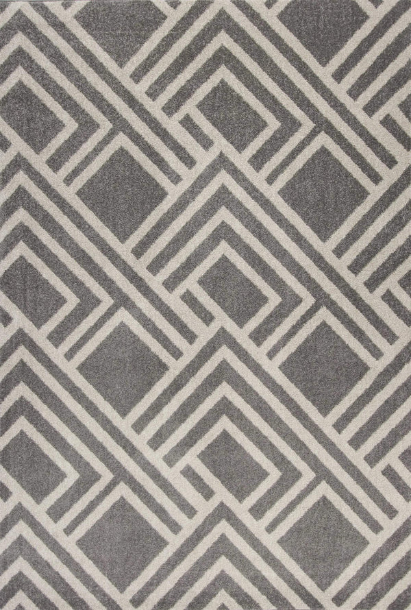 5'X8' Grey Machine Woven Uv Treated Geometric Indoor Outdoor Area Rug Homeroots Outdoor