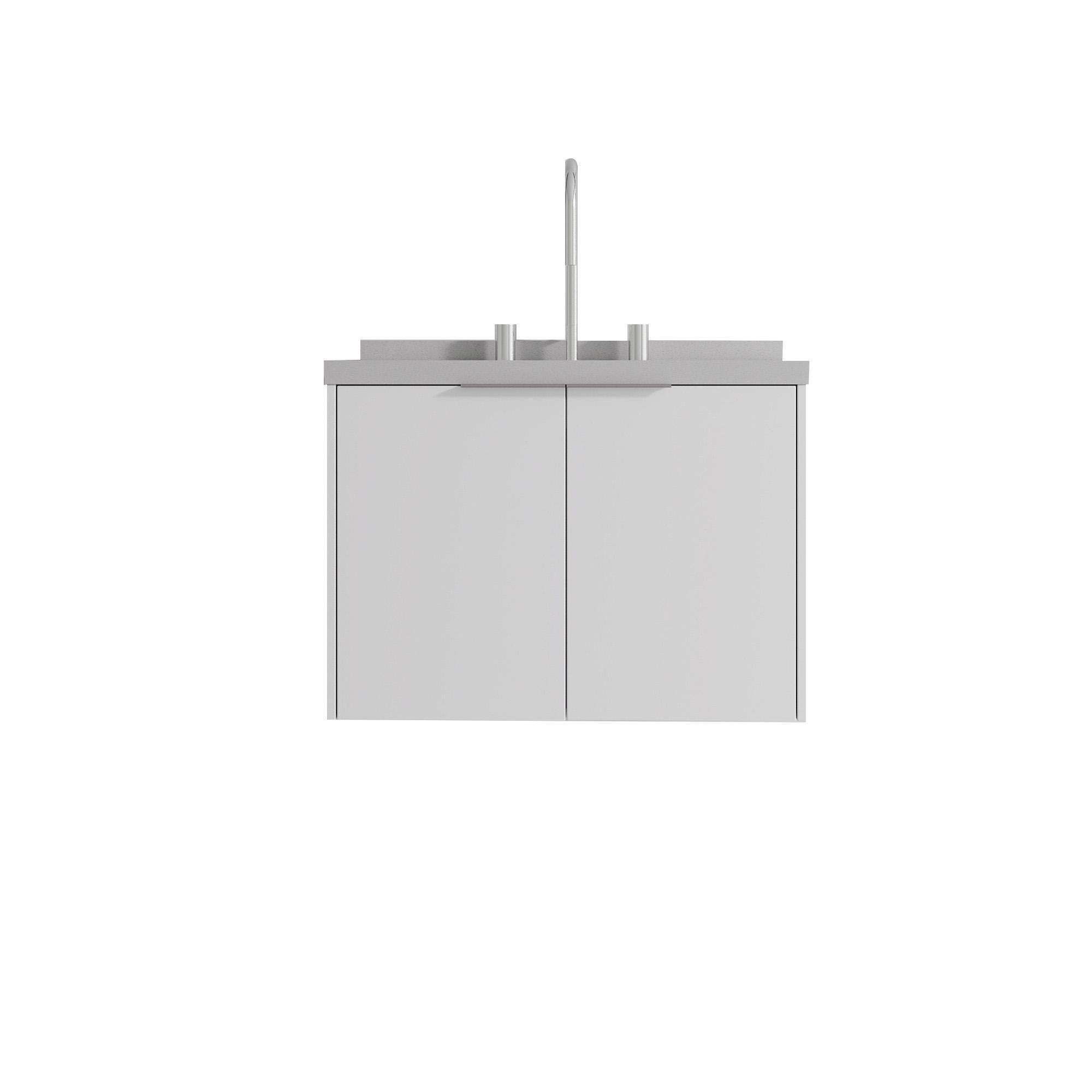 24" White Wood Floating Double Door Bathroom Vanity With Sink - Bed & Bath