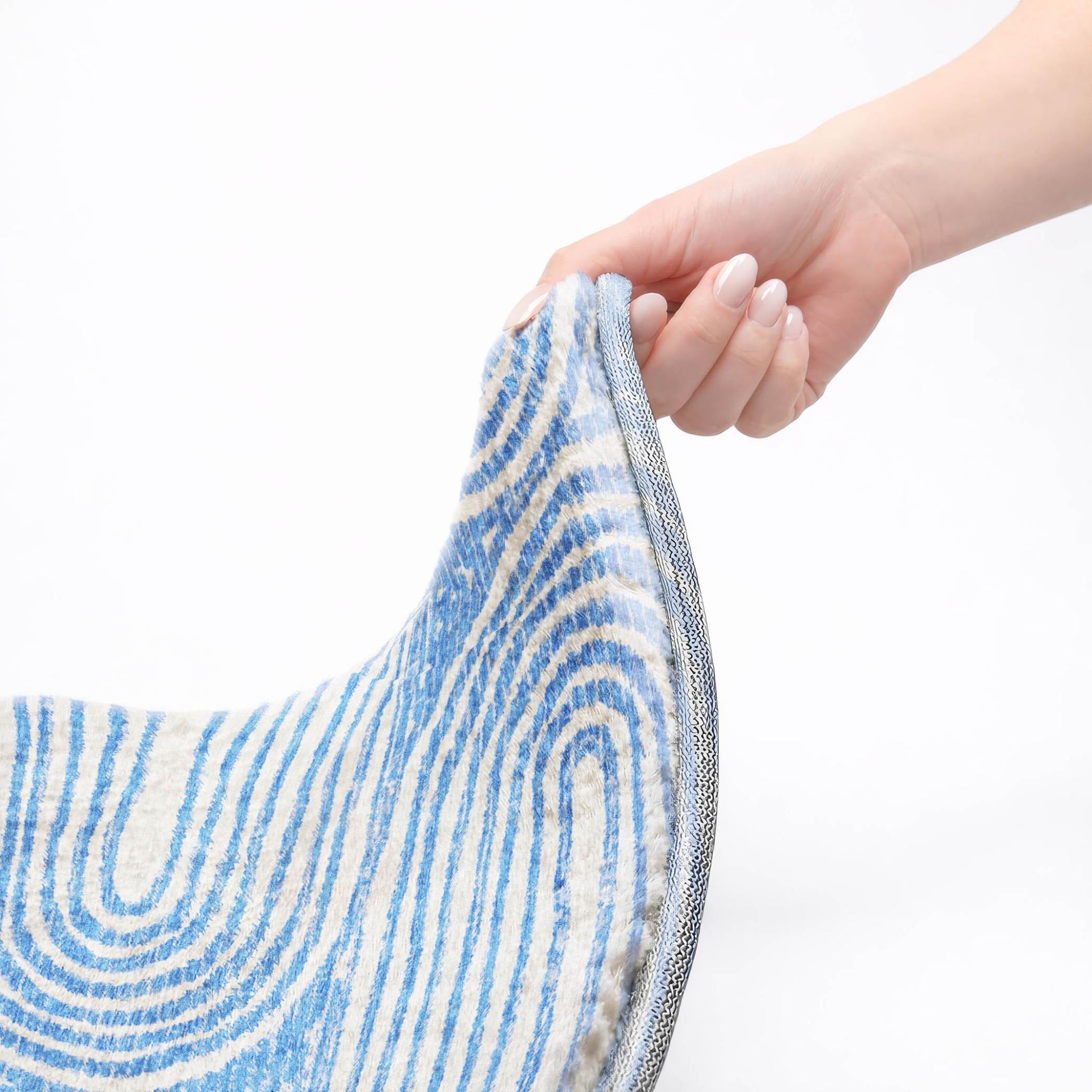 10' X 14' Blue And Ivory Geometric Shag Washable Area Rug With UV Protection - Home & Garden
