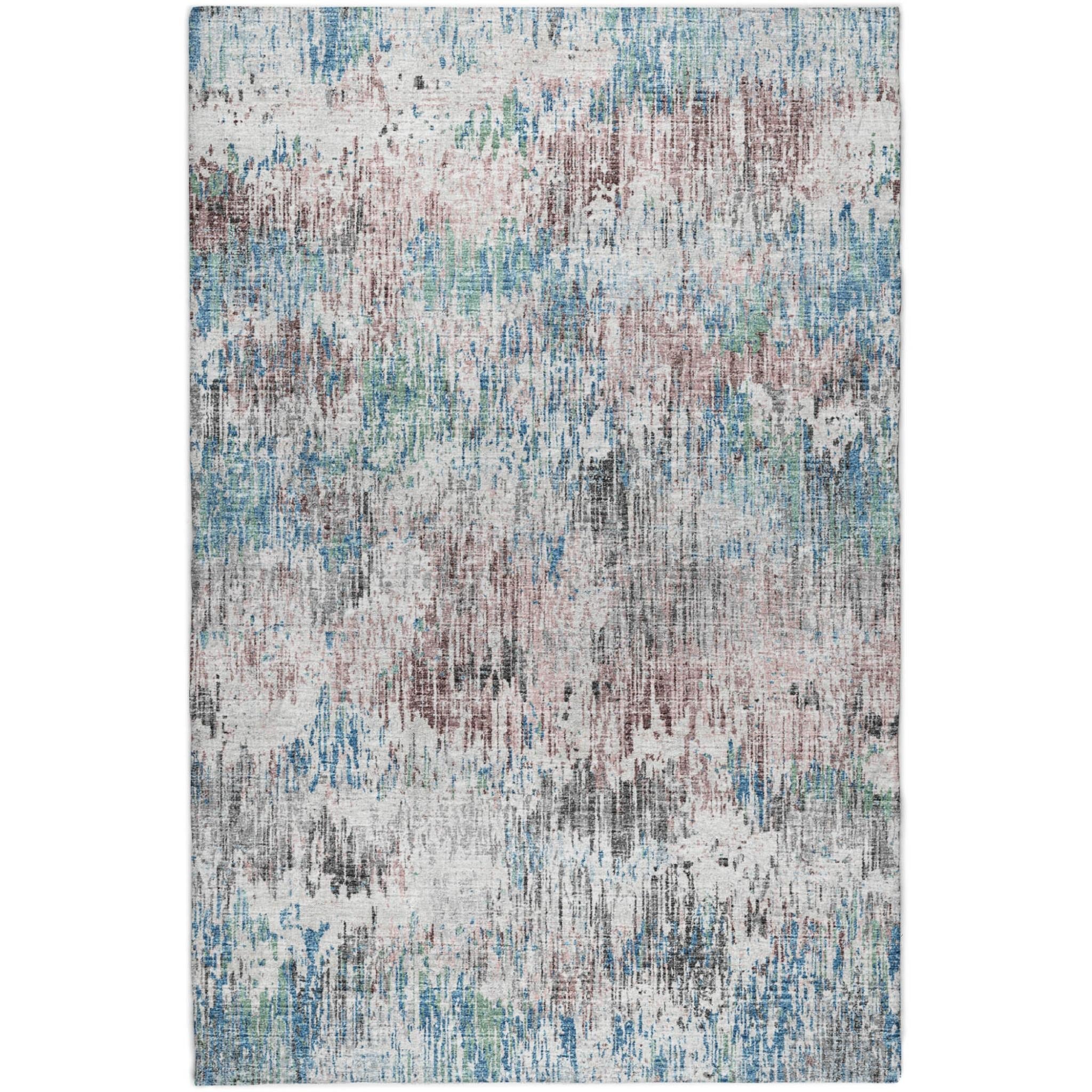10' X 14' Blue And Silver Abstract Shag Washable Area Rug With UV Protection - Home & Garden